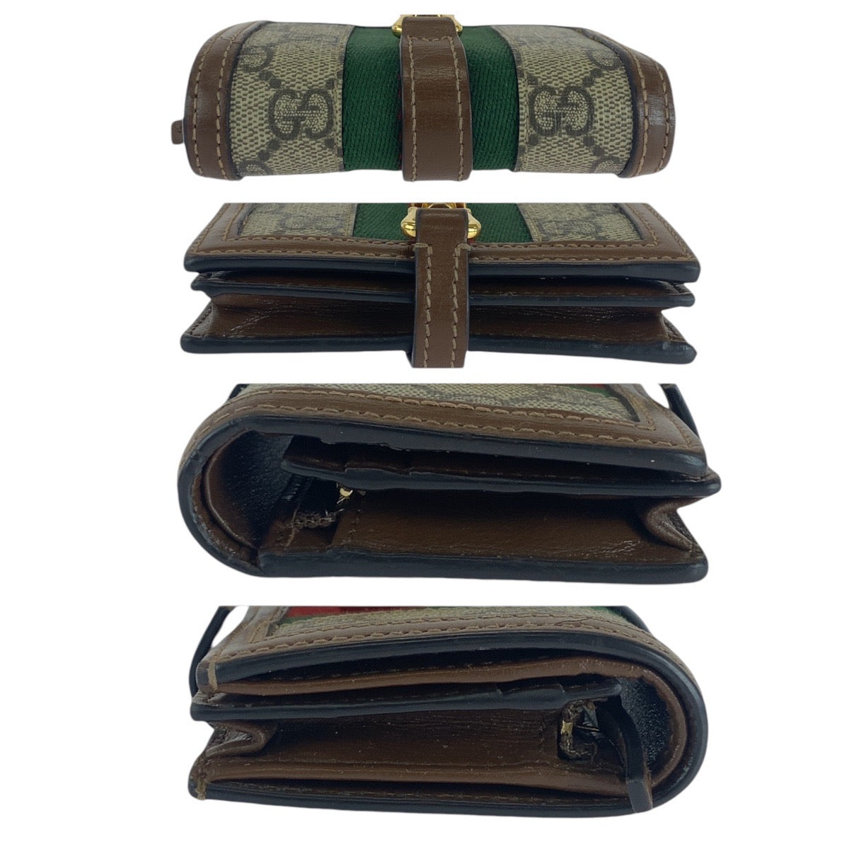 13428
GUCCI グッチ ジャッキー ブラウン マルチカラー ゴールド金具 GGスプリームキャンバス / レザー 645536 折財布 コンパクトウォレット  レディース ABP26