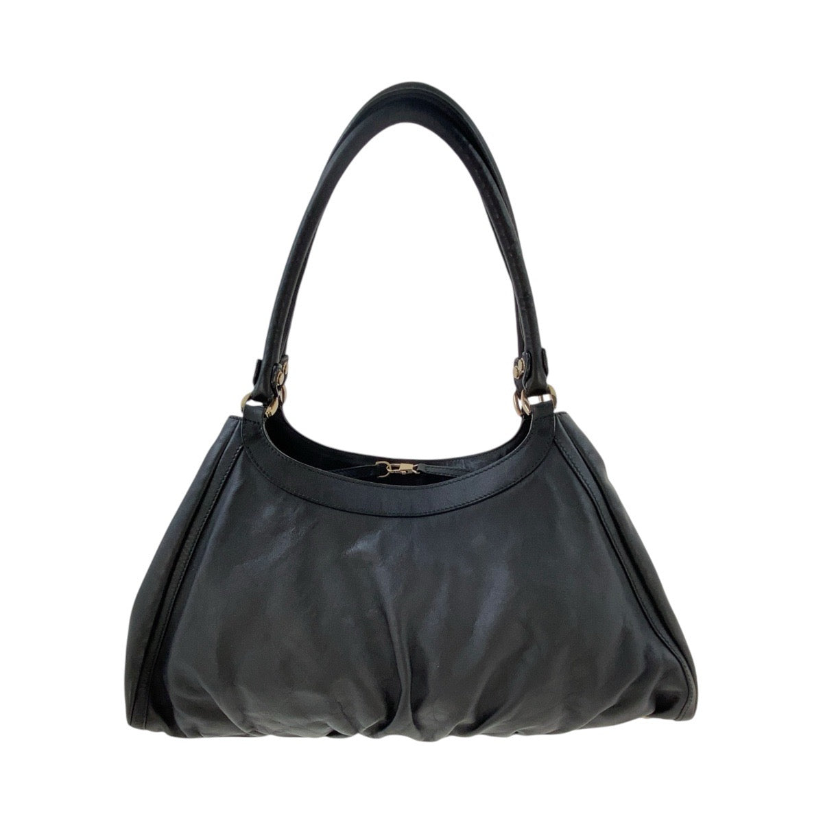 13430
GUCCI グッチ アビー ブラック 黒 ゴールド金具 レザー 189835 ホーボー ショルダーバッグ  レディース