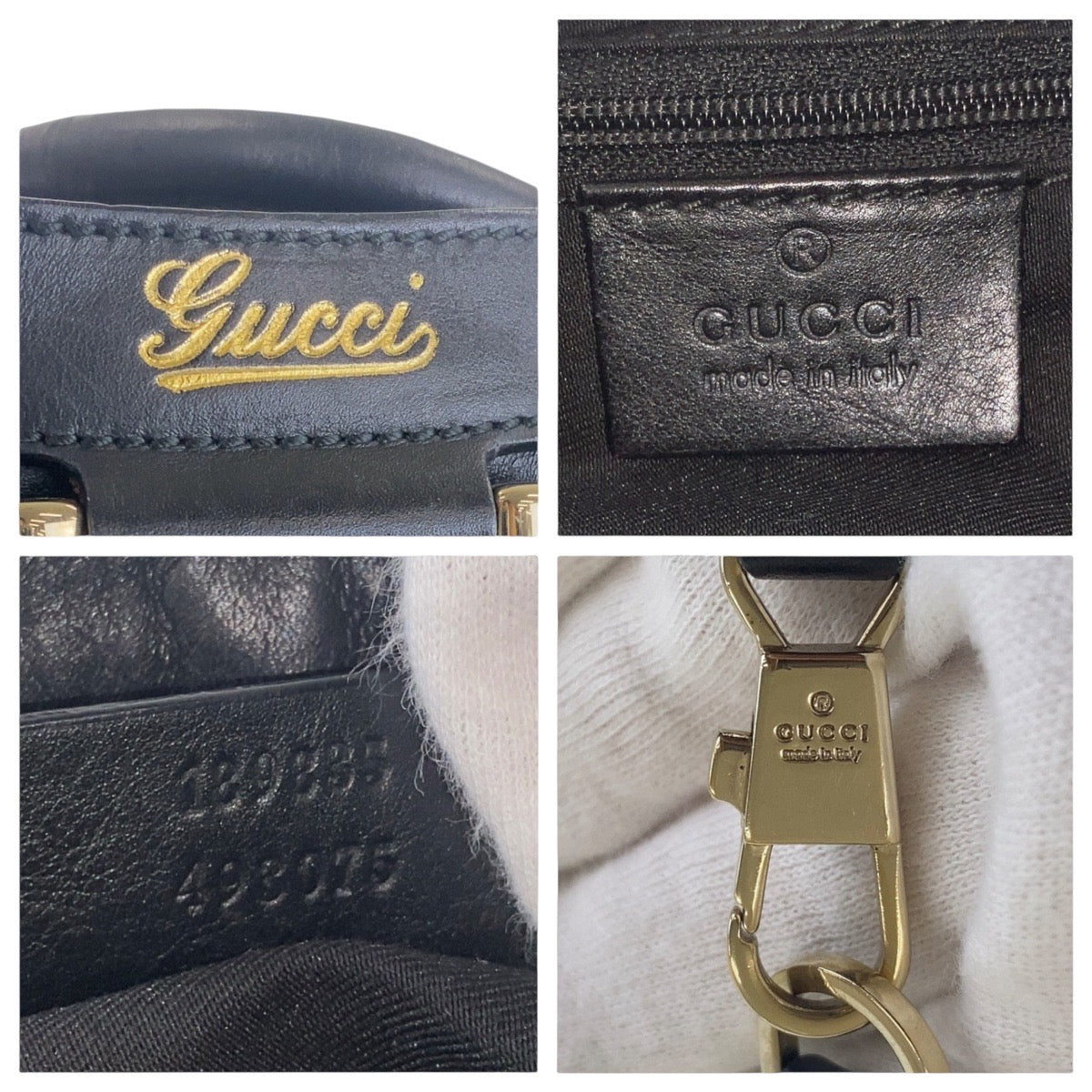 13430
GUCCI グッチ アビー ブラック 黒 ゴールド金具 レザー 189835 ホーボー ショルダーバッグ  レディース