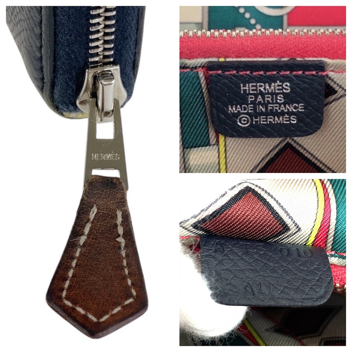 13433
HERMES エルメス アザップロング シルクイン 男女兼用 ブルーインディゴ ヴォーエプソン 長財布 ラウンドファスナー A刻印  メンズ