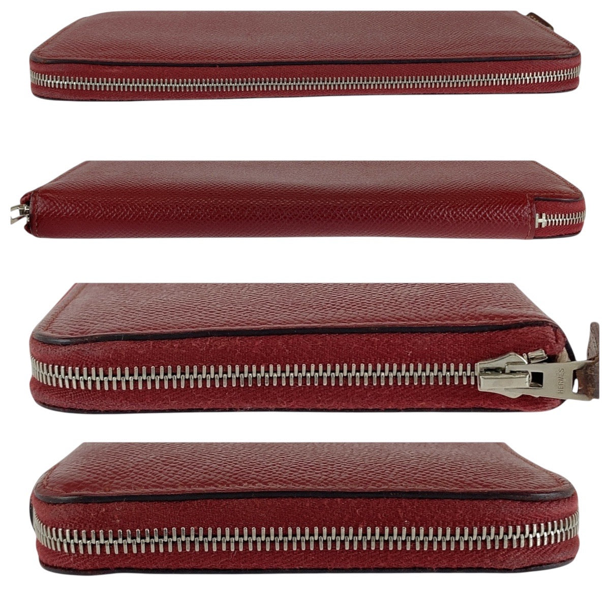 13437
HERMES エルメス アザップロング シルクイン ルビー ワインレッド ボルドー シルバー金具 ヴォーエプソン / シルク 長財布 ラウンドファスナー 男女兼用 X刻印  レディース