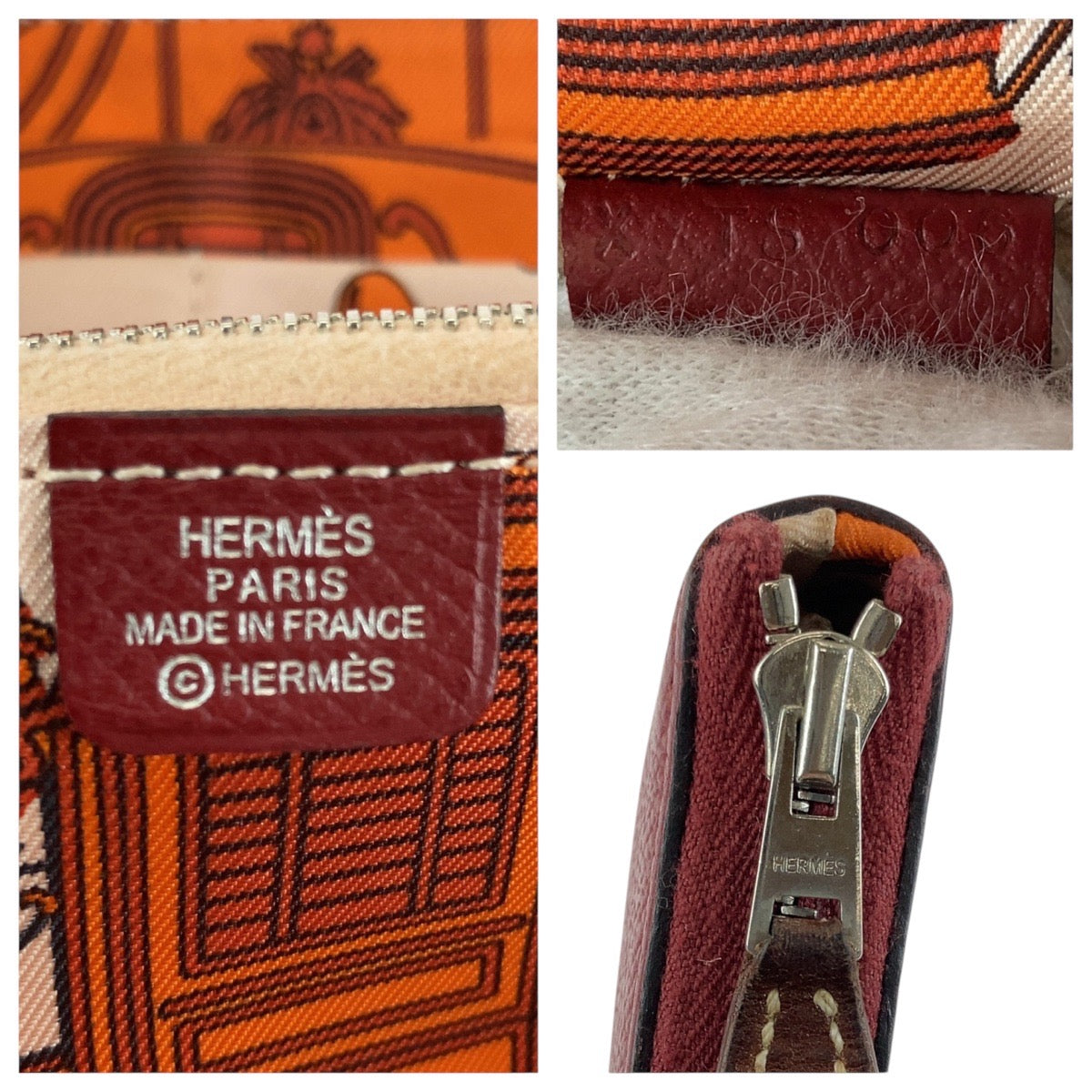13437
HERMES エルメス アザップロング シルクイン ルビー ワインレッド ボルドー シルバー金具 ヴォーエプソン / シルク 長財布 ラウンドファスナー 男女兼用 X刻印  レディース