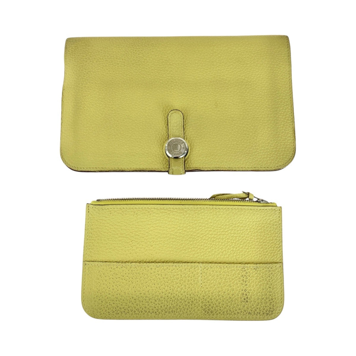 13438
HERMES エルメス ドゴンGM ジョーヌプッサン シルバー金具 トゴ 長財布 ロングウォレット 男女兼用 □R刻印  レディース AB22