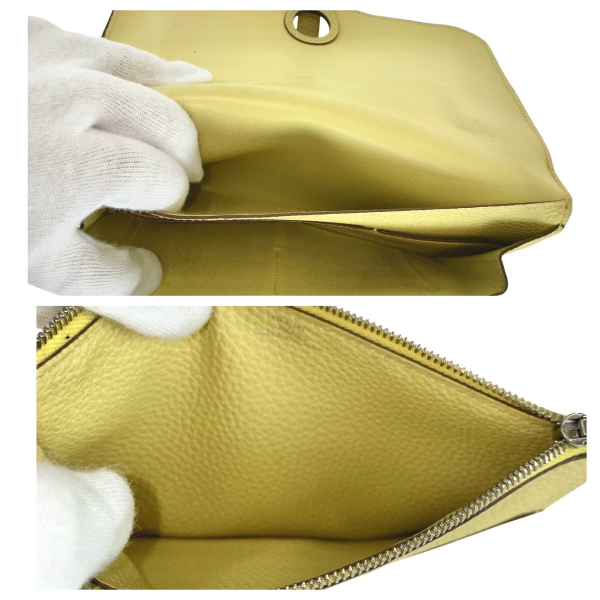 13438
HERMES エルメス ドゴンGM ジョーヌプッサン シルバー金具 トゴ 長財布 ロングウォレット 男女兼用 □R刻印  レディース AB22