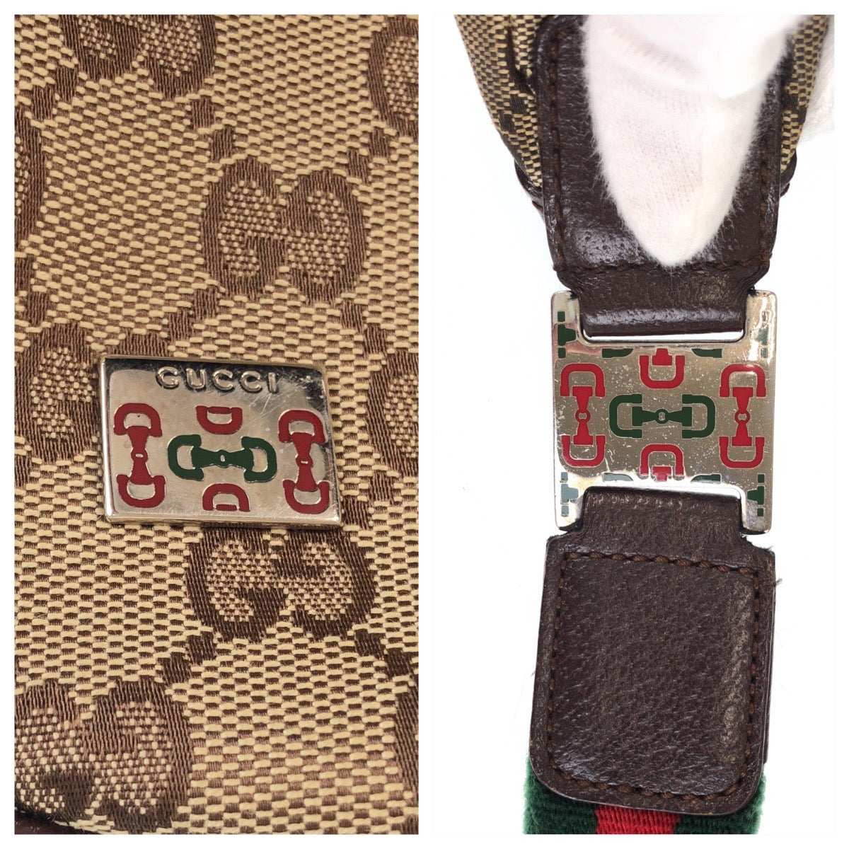 13439
GUCCI グッチ シェリーライン ベージュ シルバー金具 GGキャンバス / レザー 145757 ショルダーバッグ  レディース