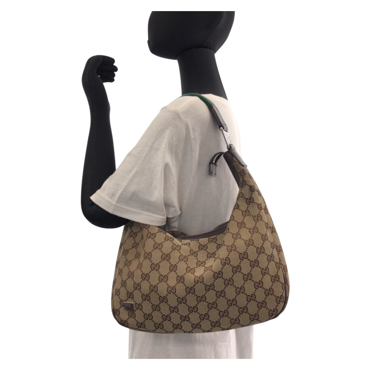 13439
GUCCI グッチ シェリーライン ベージュ シルバー金具 GGキャンバス / レザー 145757 ショルダーバッグ  レディース