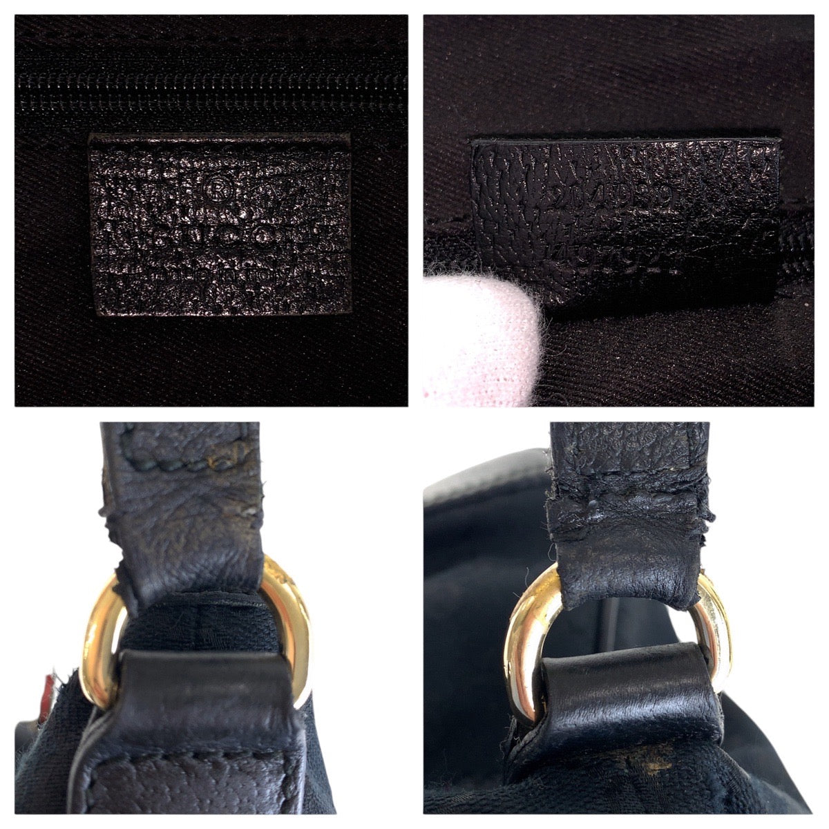 13440
GUCCI グッチ シェリー リボン ブラック 黒 ゴールド金具 GGキャンバス 斜め掛け ショルダーバッグ ポシェット  レディース
