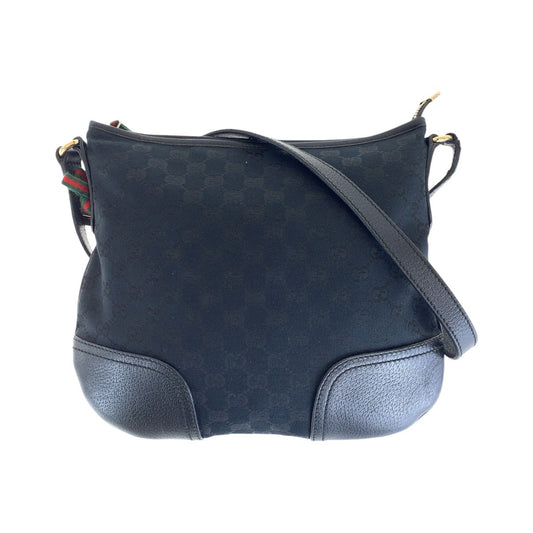 13440
GUCCI グッチ シェリー リボン ブラック 黒 ゴールド金具 GGキャンバス 斜め掛け ショルダーバッグ ポシェット  レディース