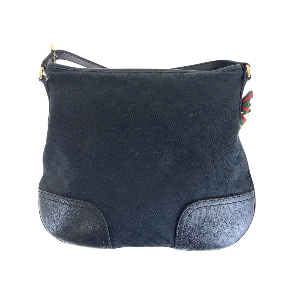 13440
GUCCI グッチ シェリー リボン ブラック 黒 ゴールド金具 GGキャンバス 斜め掛け ショルダーバッグ ポシェット  レディース