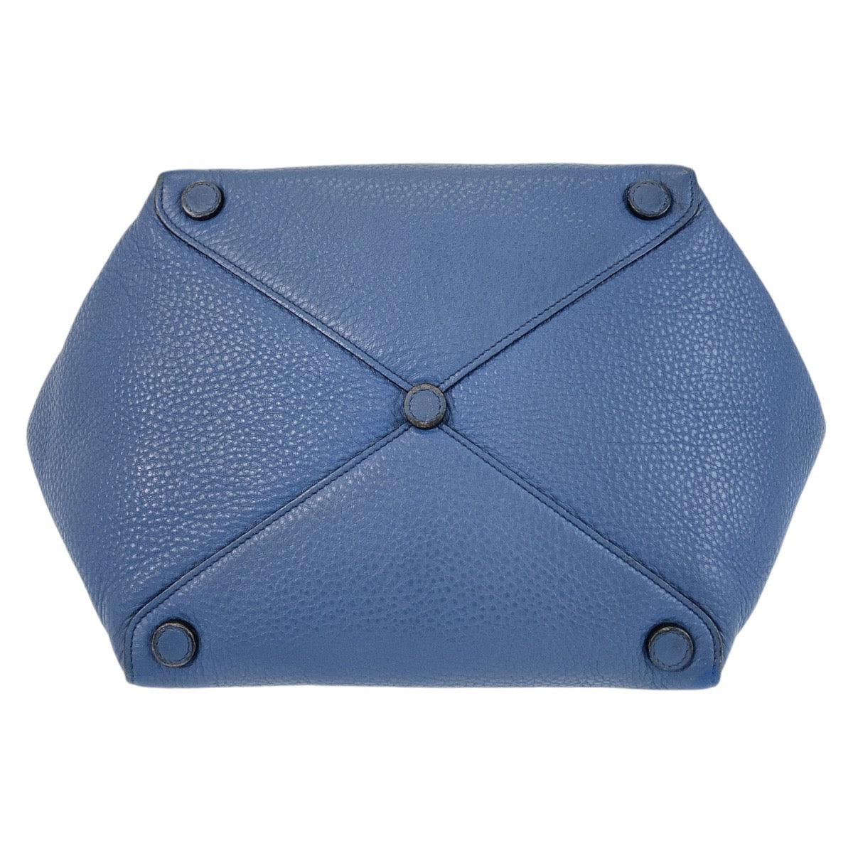 14081
PRADA プラダ 三角ロゴプレート ブルー ゴールド金具 レザー トートバッグ ショルダーバッグ  レディース AB35