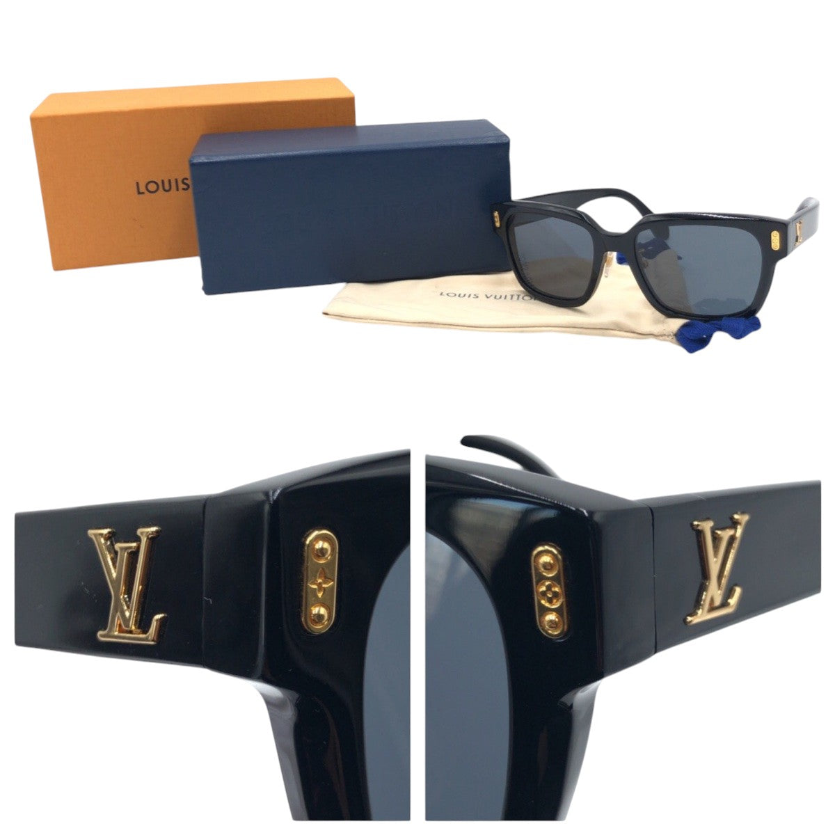 13442
LOUIS VUITTON ルイヴィトン コンディフェンス スクエア ブラック 黒 ゴールド プラスチック Z2063U 93L 54□18 150 サングラス ウェリントン  メンズ