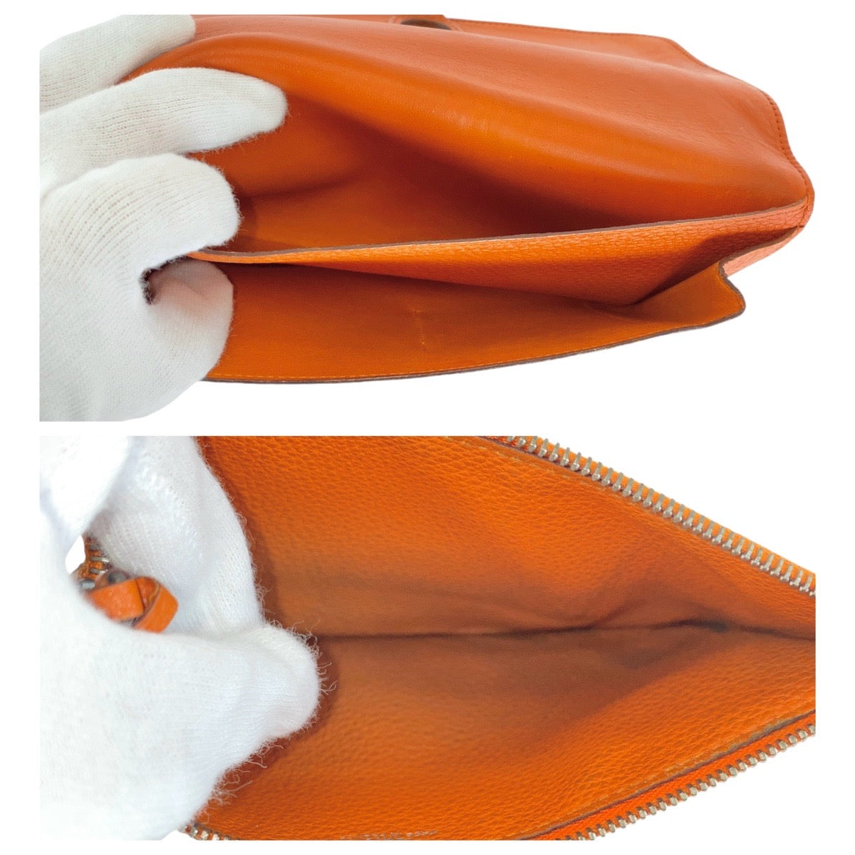 13443
HERMES エルメス ドゴンGM オレンジ シルバー金具 トゴ 長財布 ロングウォレット 男女兼用 □C刻印  レディース