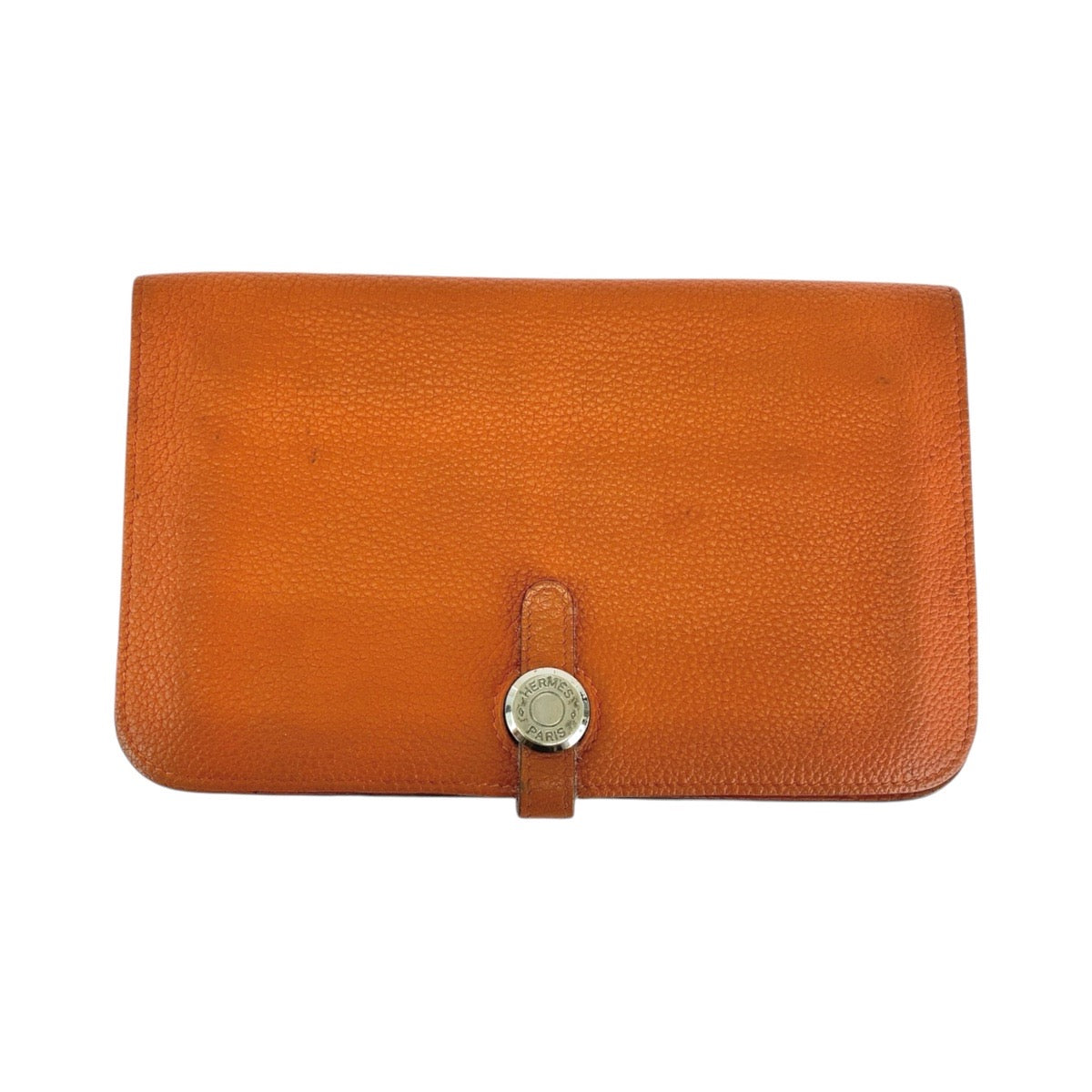 13443
HERMES エルメス ドゴンGM オレンジ シルバー金具 トゴ 長財布 ロングウォレット 男女兼用 □C刻印  レディース