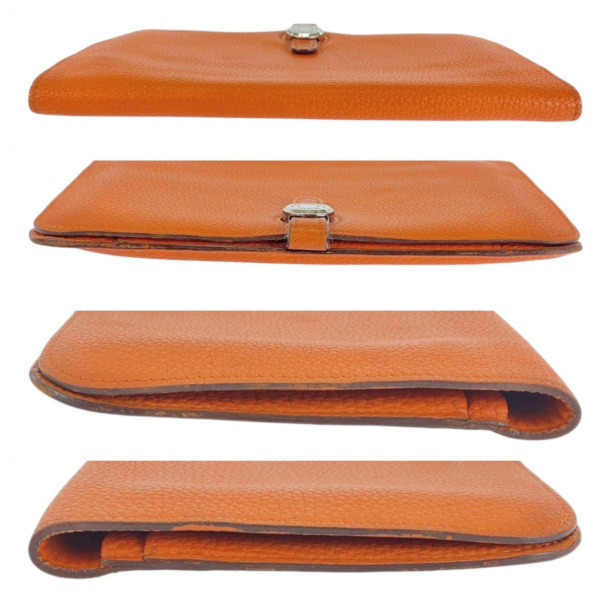 13443
HERMES エルメス ドゴンGM オレンジ シルバー金具 トゴ 長財布 ロングウォレット 男女兼用 □C刻印  レディース
