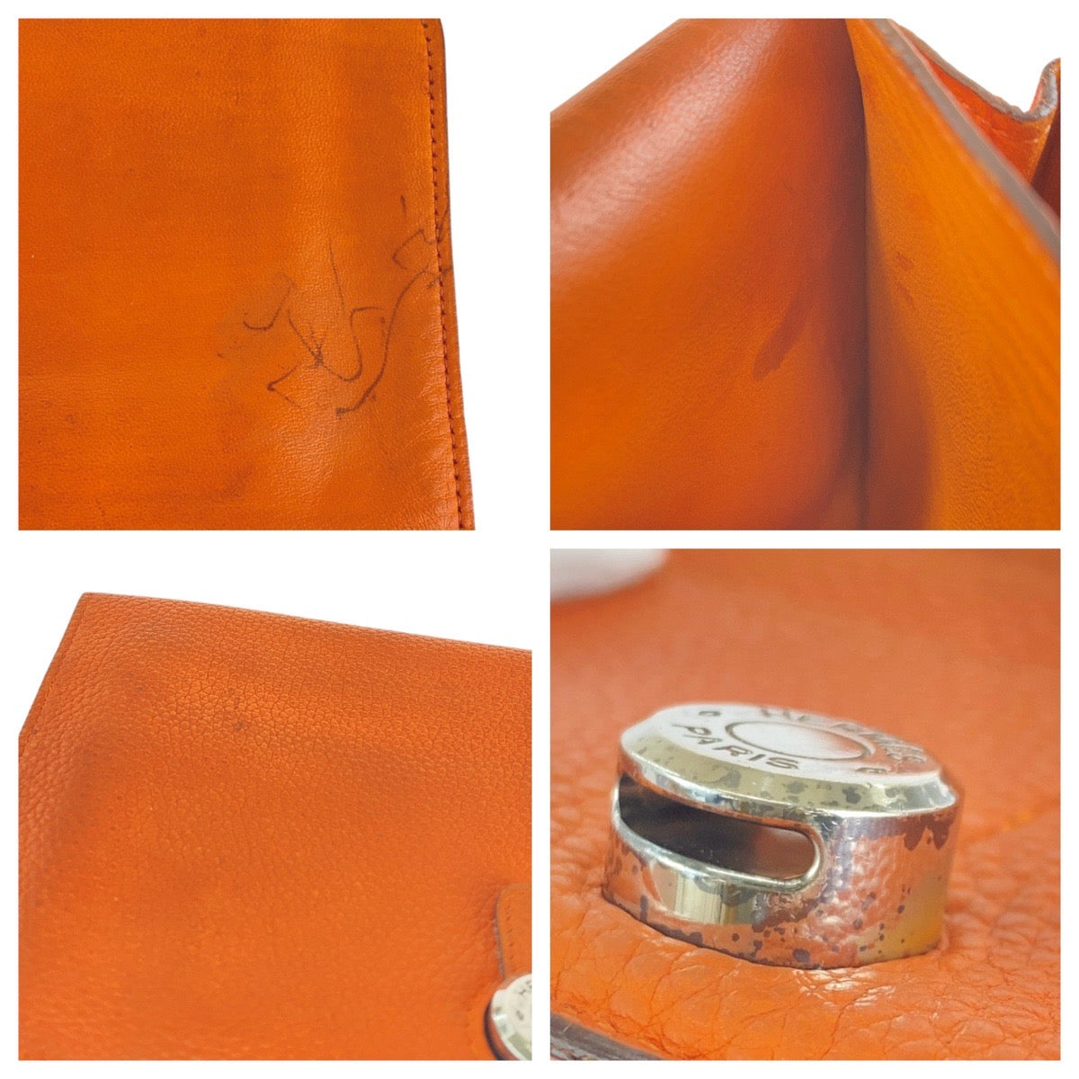 13443
HERMES エルメス ドゴンGM オレンジ シルバー金具 トゴ 長財布 ロングウォレット 男女兼用 □C刻印  レディース