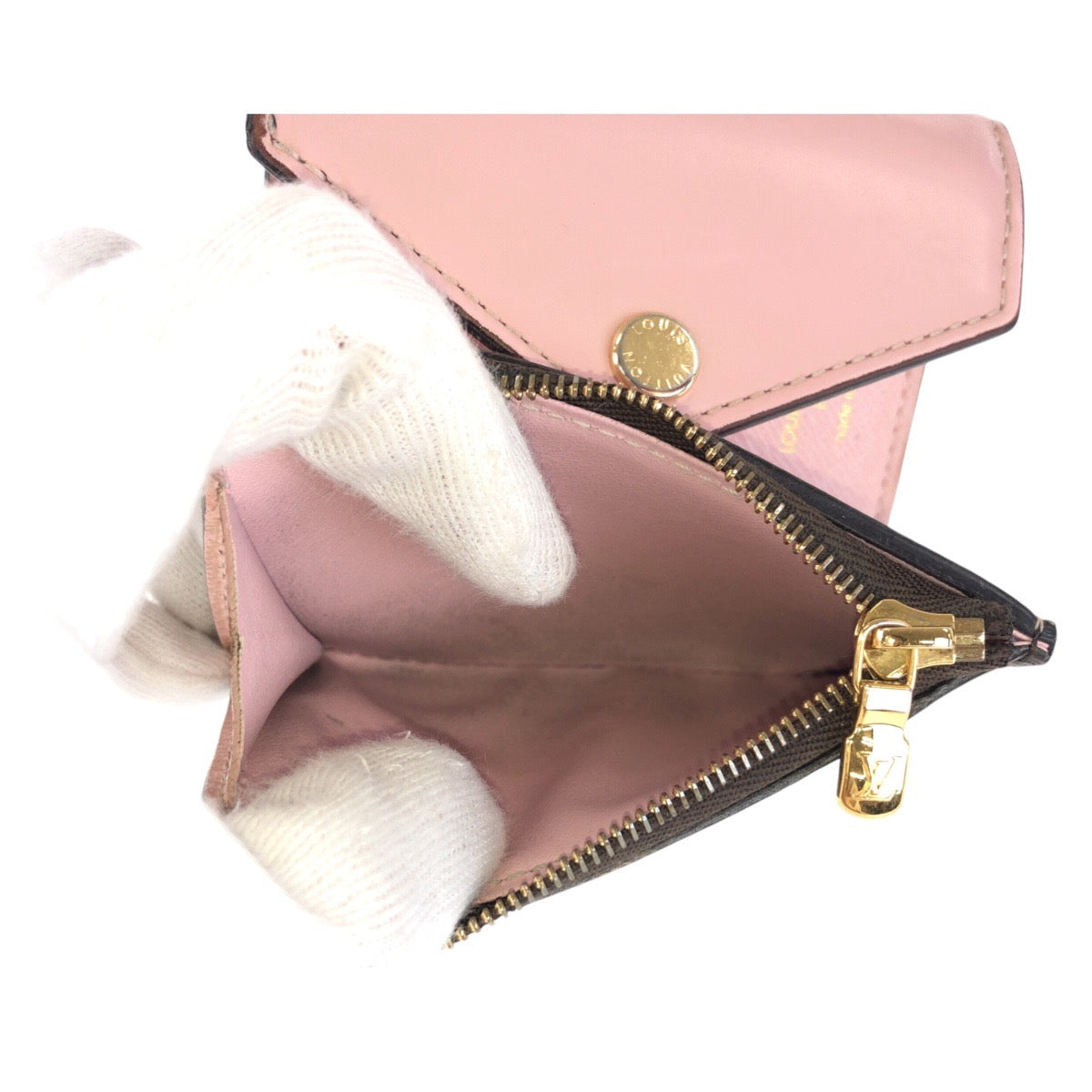 14082
LOUIS VUITTON ルイヴィトン モノグラム ポルトフォイユ ゾエ ローズバレリーヌ ピンク ブラウン ゴールド金具 PVC M62933 折財布 コンパクトウォレット  レディース