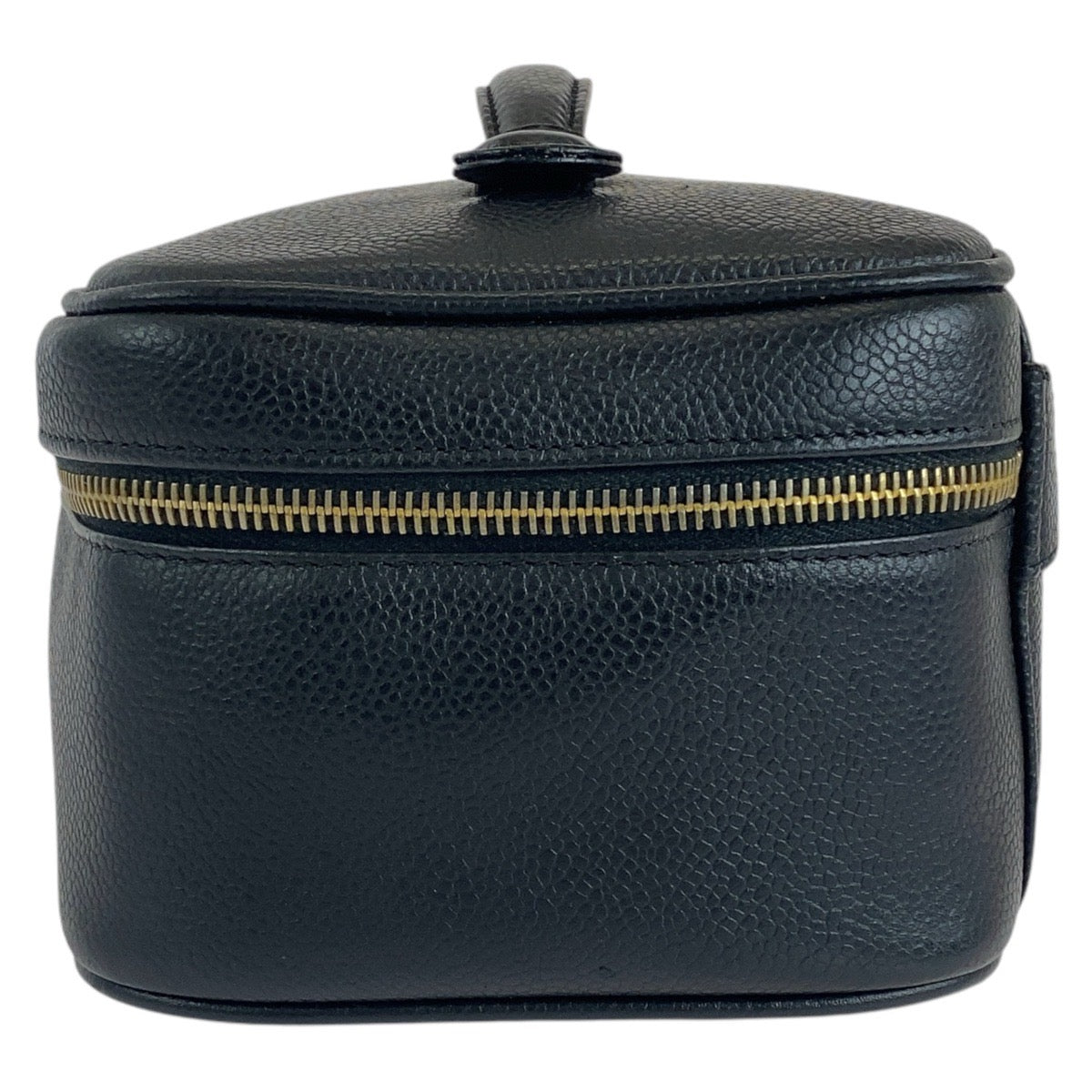 13444
CHANEL シャネル ヴィンテージ ココマーク ブラック ゴールド金具 キャビアスキン ハンドバッグ バニティバッグ  レディース