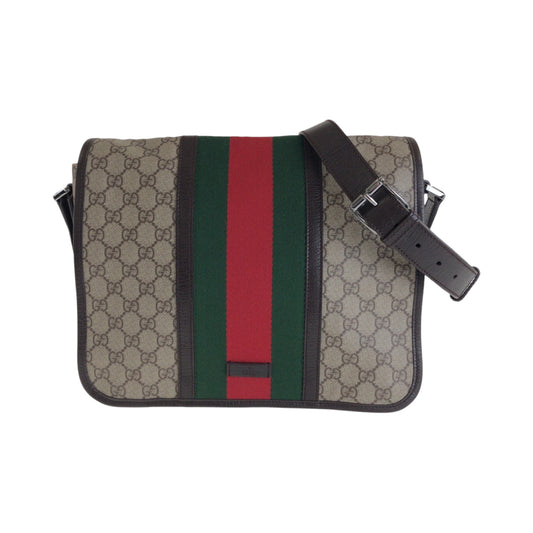 13446
GUCCI グッチ シェリーライン ベージュ ブラウン シルバー金具 GGスプリームキャンバス 145844 ショルダーバッグ メッセンジャーバッグ  メンズ