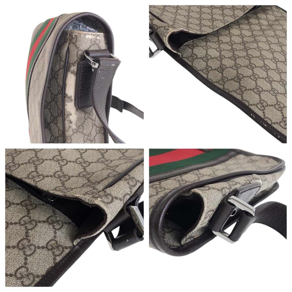 13446
GUCCI グッチ シェリーライン ベージュ ブラウン シルバー金具 GGスプリームキャンバス 145844 ショルダーバッグ メッセンジャーバッグ  メンズ