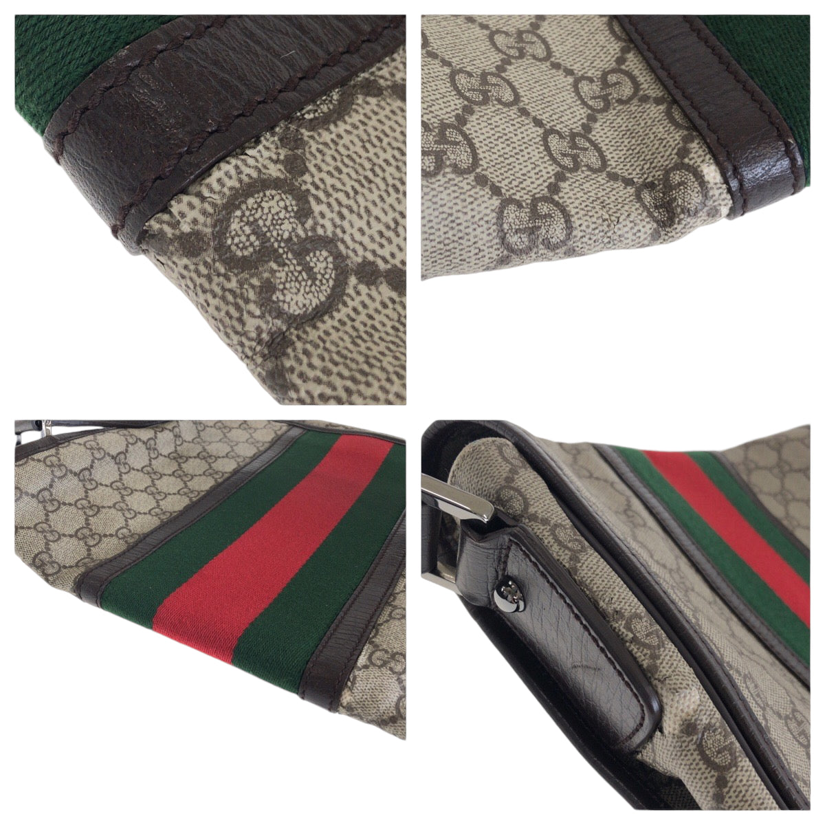 13446
GUCCI グッチ シェリーライン ベージュ ブラウン シルバー金具 GGスプリームキャンバス 145844 ショルダーバッグ メッセンジャーバッグ  メンズ