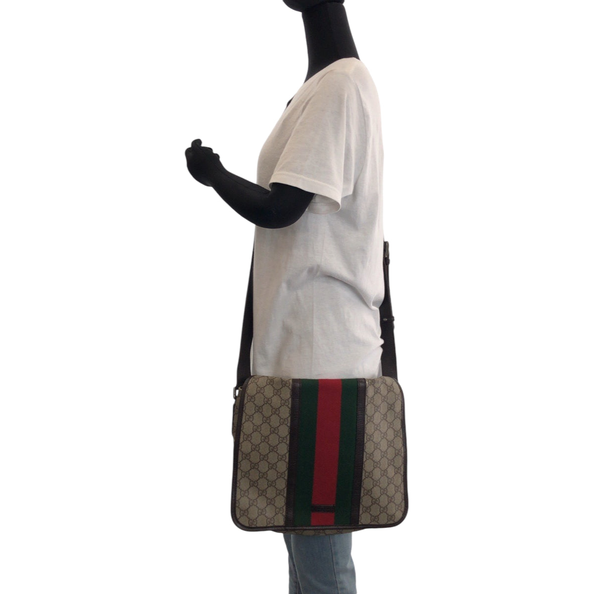 13446
GUCCI グッチ シェリーライン ベージュ ブラウン シルバー金具 GGスプリームキャンバス 145844 ショルダーバッグ メッセンジャーバッグ  メンズ