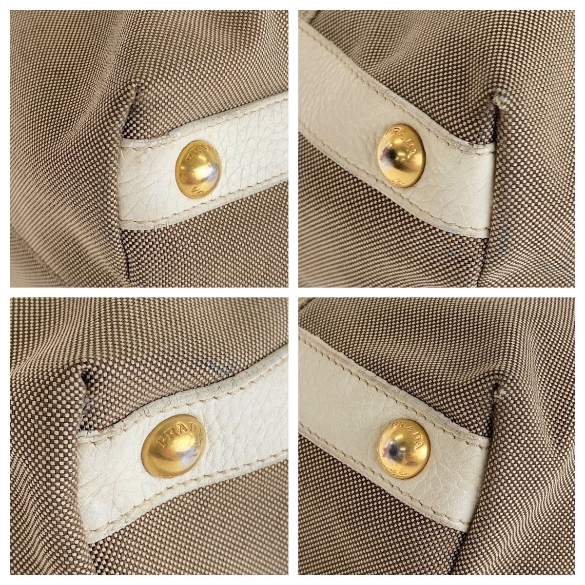 13447
PRADA プラダ ロゴジャガード ベージュ ピンク ゴールド金具 キャンバス / レザー トートバッグ ショルダーバッグ 2way  レディース