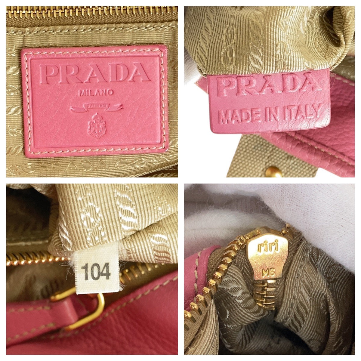 13447
PRADA プラダ ロゴジャガード ベージュ ピンク ゴールド金具 キャンバス / レザー トートバッグ ショルダーバッグ 2way  レディース