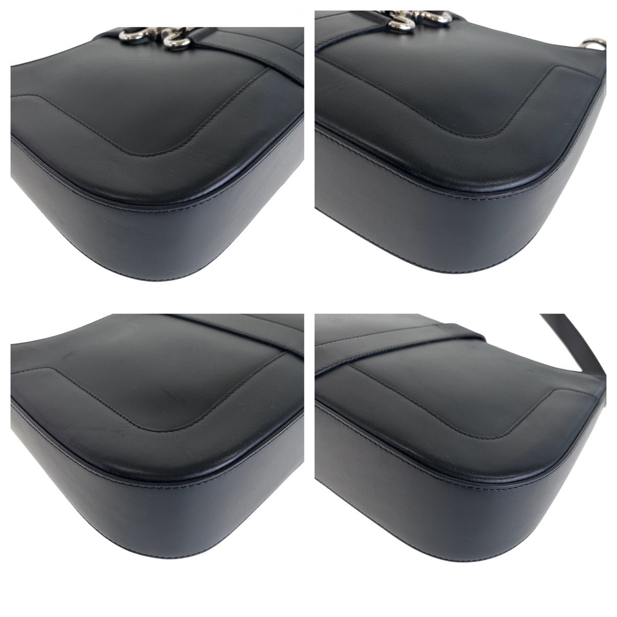 13448
CELINE セリーヌ ヴィンテージ ブラゾン ブラック 黒 シルバー金具 レザー ホーボー ショルダーバッグ  レディース