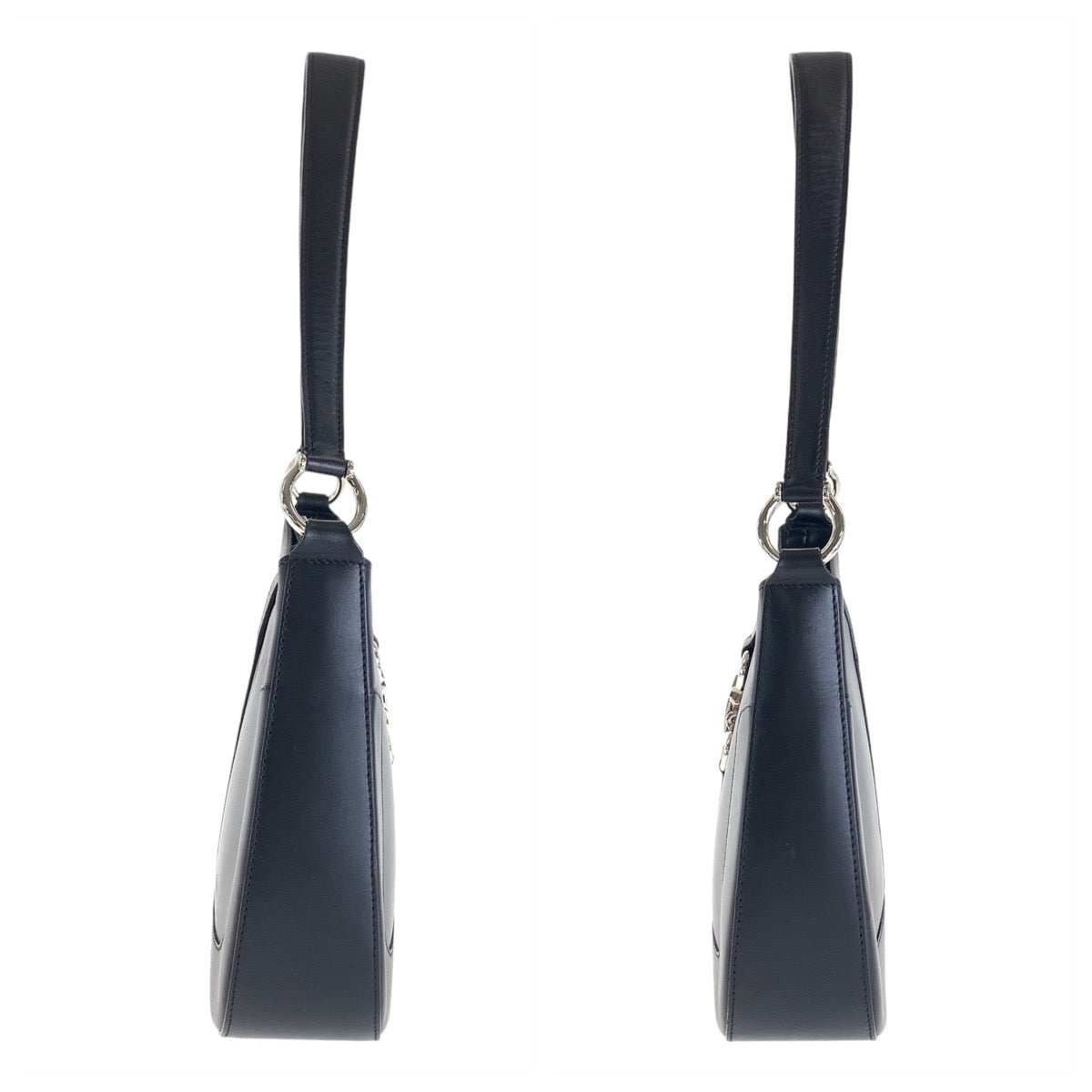 13448
CELINE セリーヌ ヴィンテージ ブラゾン ブラック 黒 シルバー金具 レザー ホーボー ショルダーバッグ  レディース