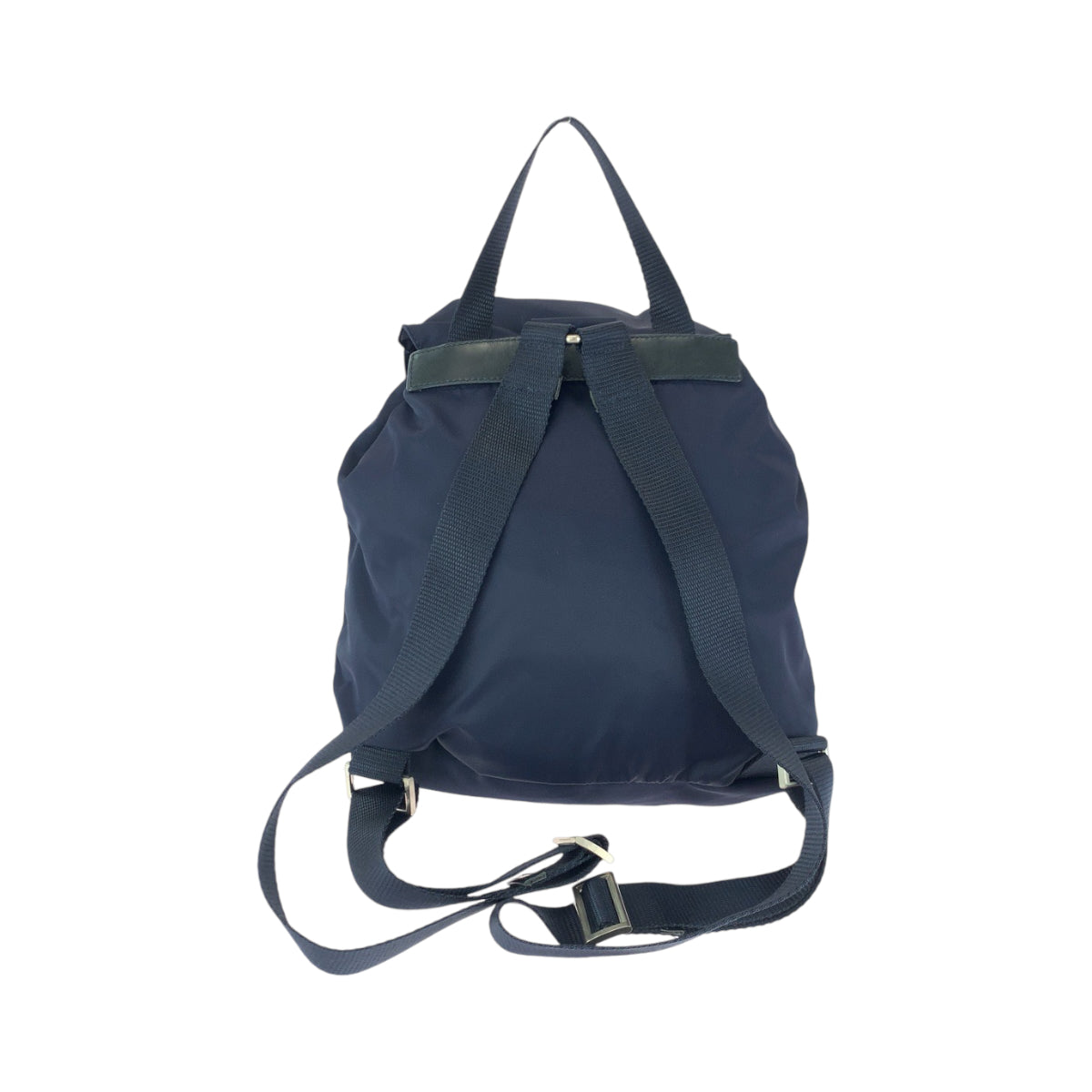 PRADA Tessuto Triangle Logo Plate Navy Silver Hardware Nylon B6677 Backpack Women's