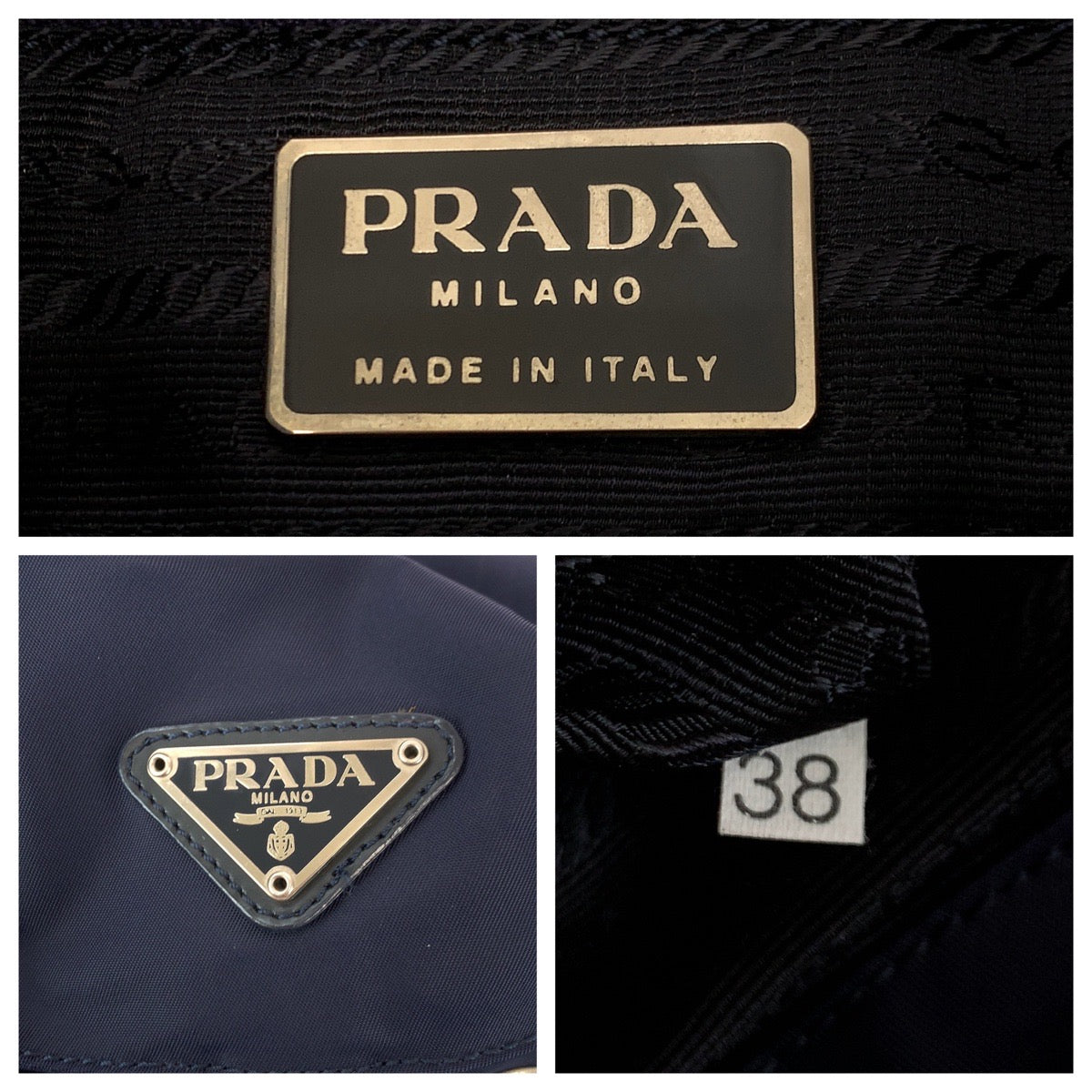 PRADA Tessuto Triangle Logo Plate Navy Silver Hardware Nylon B6677 Backpack Women's