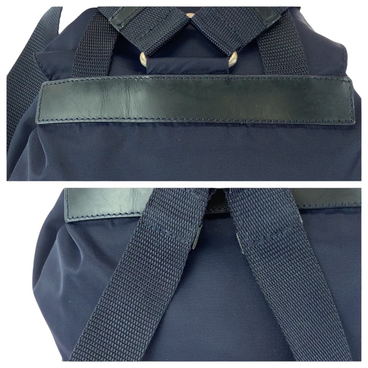 PRADA Tessuto Triangle Logo Plate Navy Silver Hardware Nylon B6677 Backpack Women's