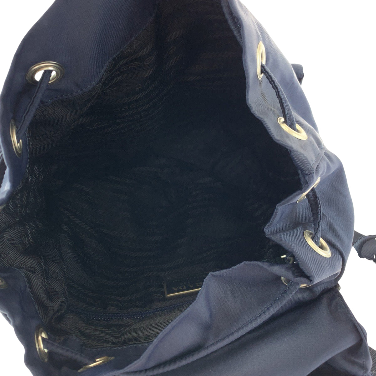 PRADA Tessuto Triangle Logo Plate Navy Silver Hardware Nylon B6677 Backpack Women's