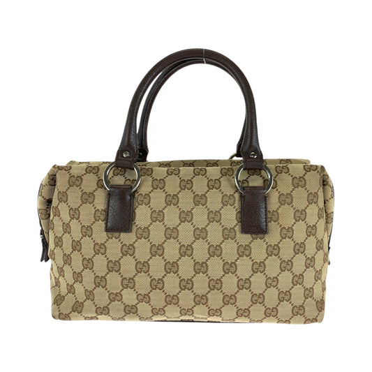 13452
GUCCI グッチ ベージュ ブラウン シルバー金具 GGキャンバス 113009 ボストンバッグ ハンドバッグ  レディース