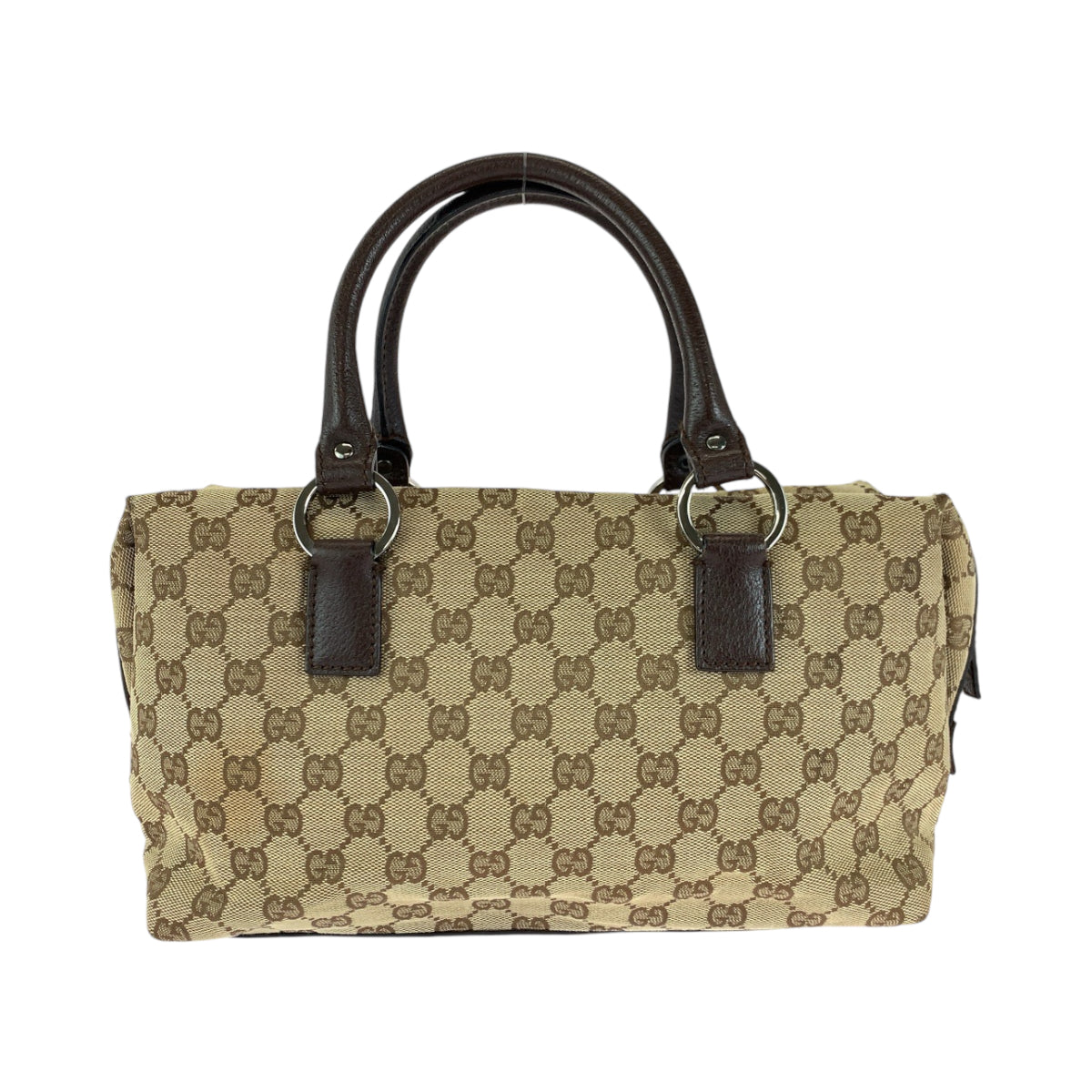 13452
GUCCI グッチ ベージュ ブラウン シルバー金具 GGキャンバス 113009 ボストンバッグ ハンドバッグ  レディース