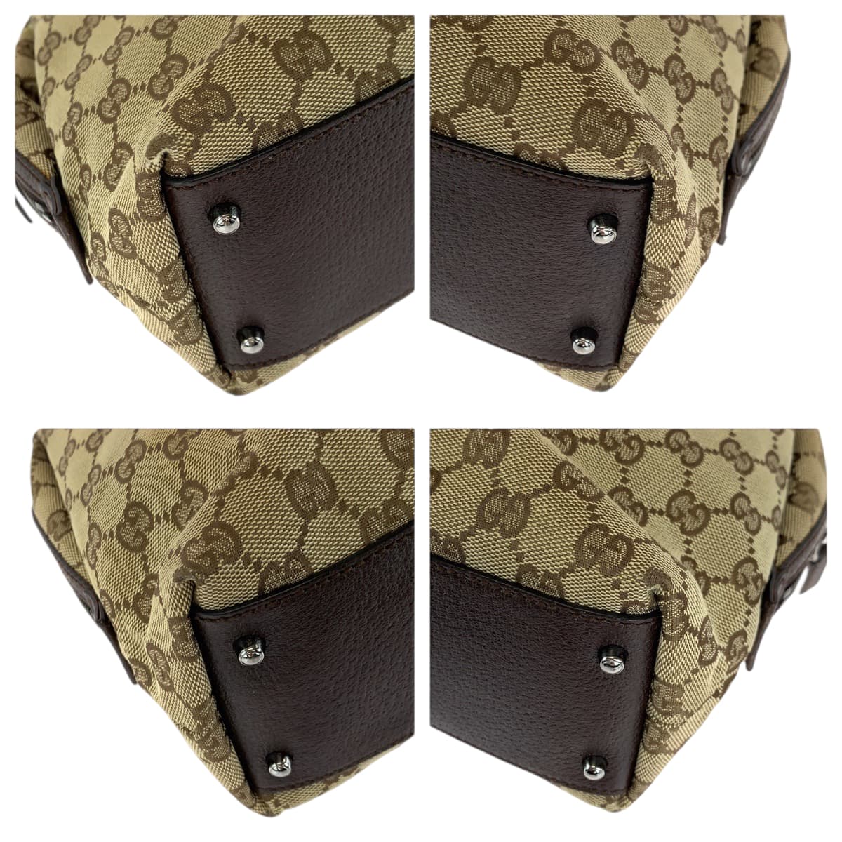13452
GUCCI グッチ ベージュ ブラウン シルバー金具 GGキャンバス 113009 ボストンバッグ ハンドバッグ  レディース