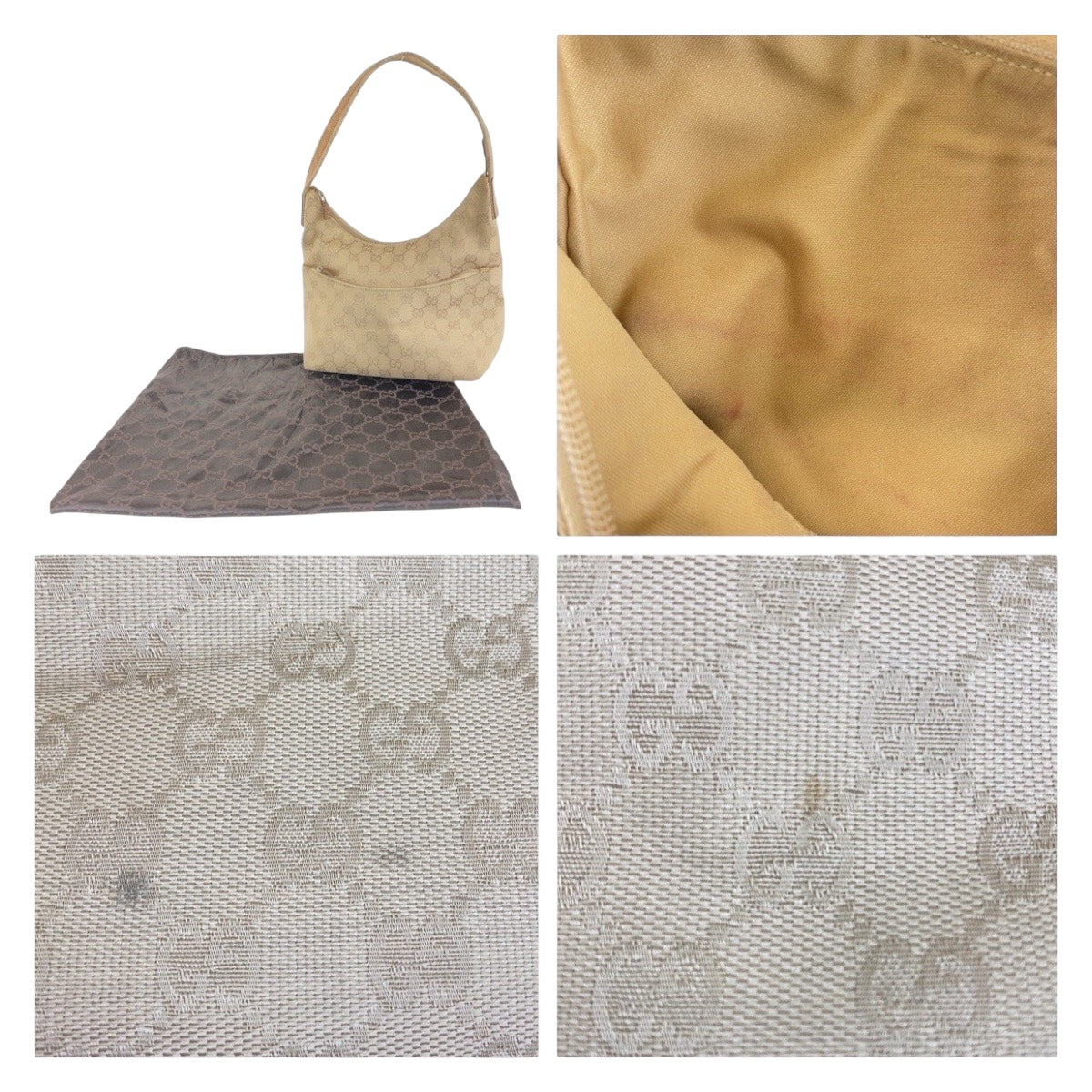 13453
GUCCI グッチ ベージュ シルバー金具 GGキャンバス 001 3386 ホーボー ショルダーバッグ ワンショルダー  レディース
