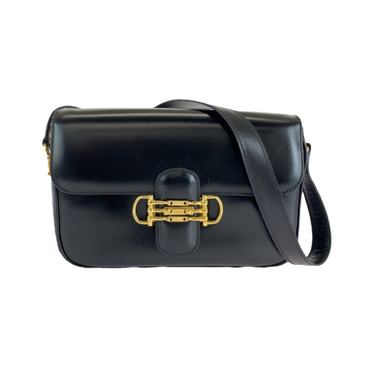 13456
CELINE セリーヌ ヴィンテージ ホースビット ブラック 黒 ゴールド金具 レザー ショルダーバッグ ポシェット  レディース A39
