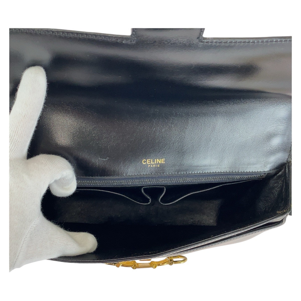 13456
CELINE セリーヌ ヴィンテージ ホースビット ブラック 黒 ゴールド金具 レザー ショルダーバッグ ポシェット  レディース A39