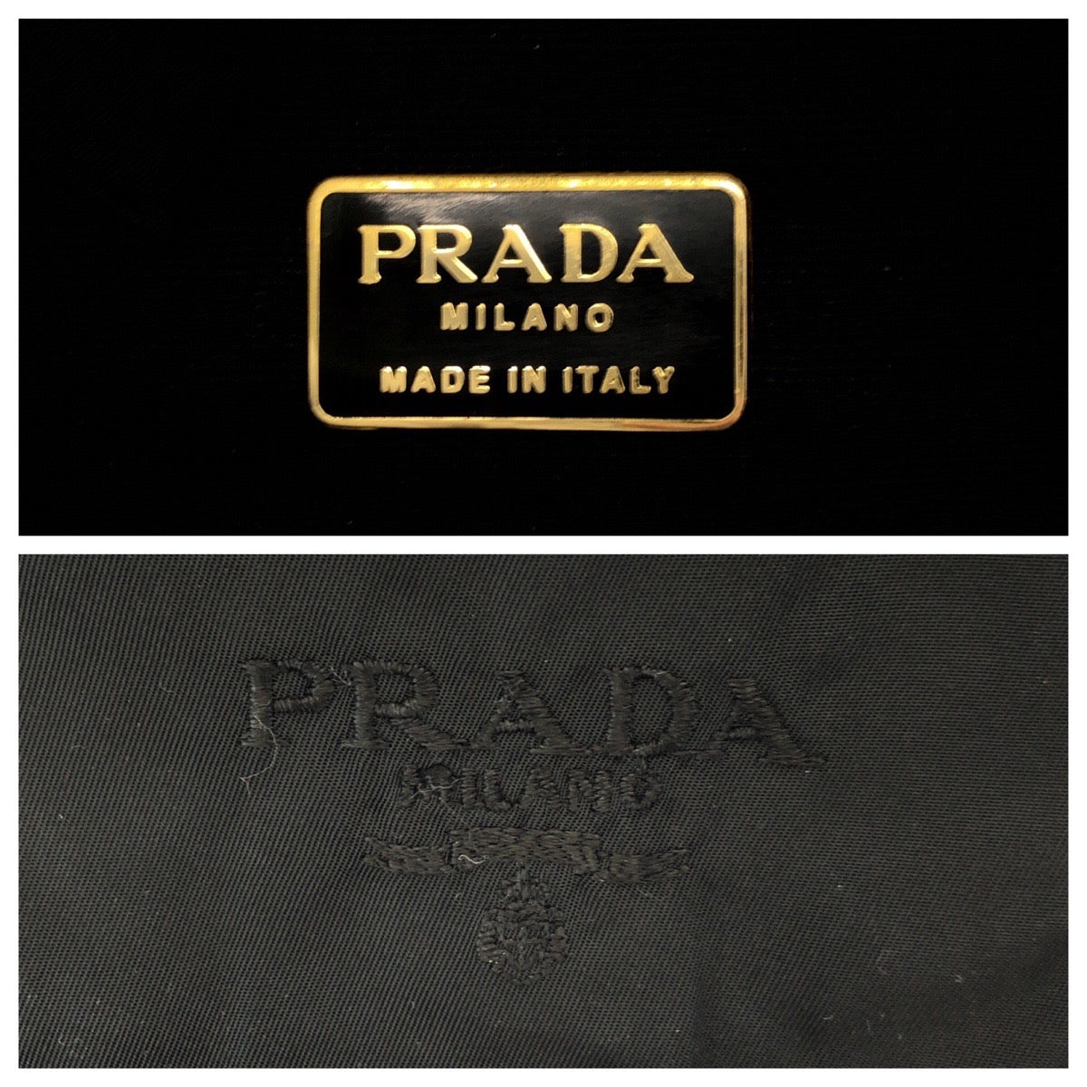 14083
PRADA プラダ ヴィンテージ テスート 刺繍 ブラック 黒 ゴールド金具 ナイロン リュックサック バックパック  レディース AB32