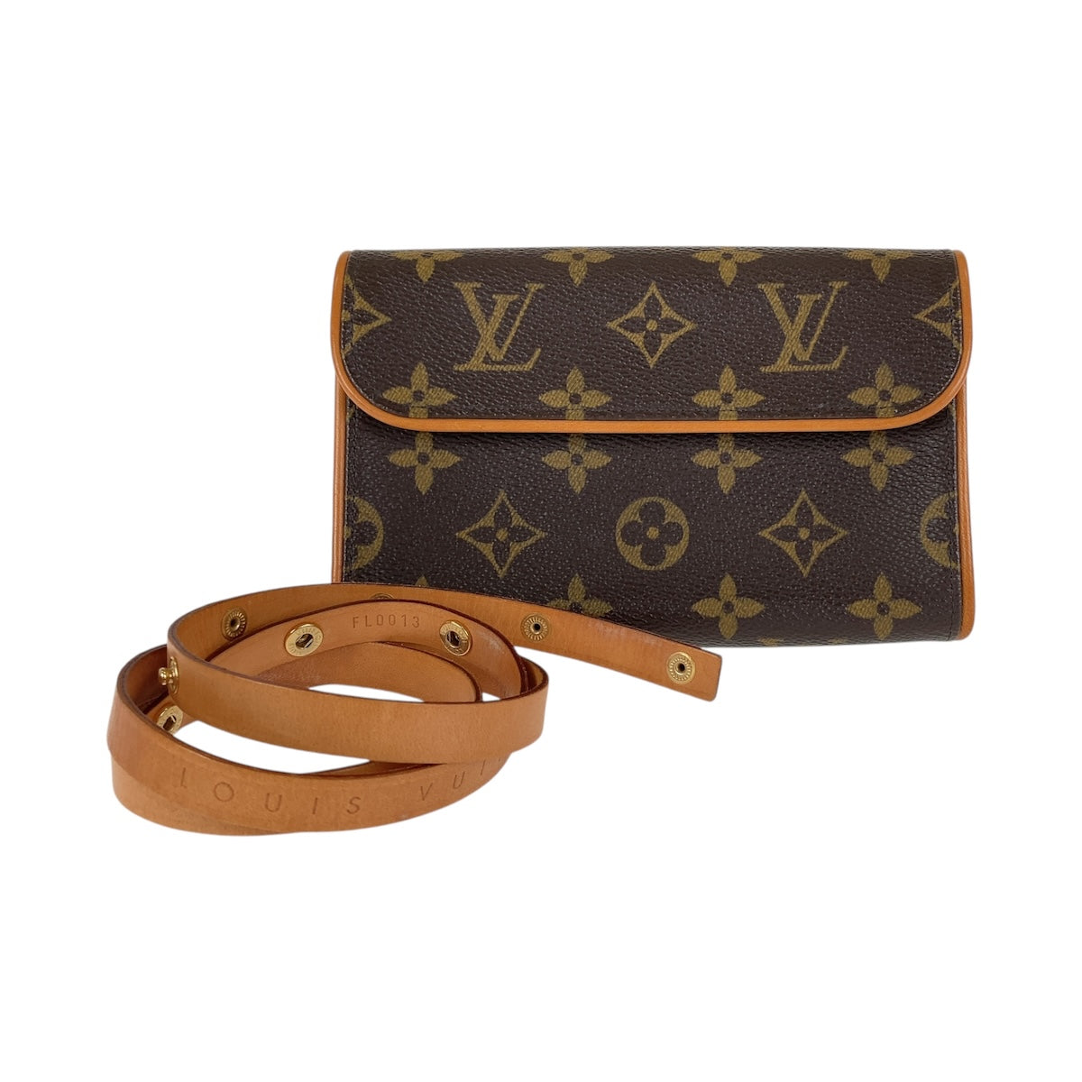 13460
LOUIS VUITTON ルイヴィトン モノグラム ポシェット フロランティーヌ ブラウン ゴールド金具 PVC / レザー / スウェード M51855 ウエストバッグ クラッチバッグ ポシェット  レディース
