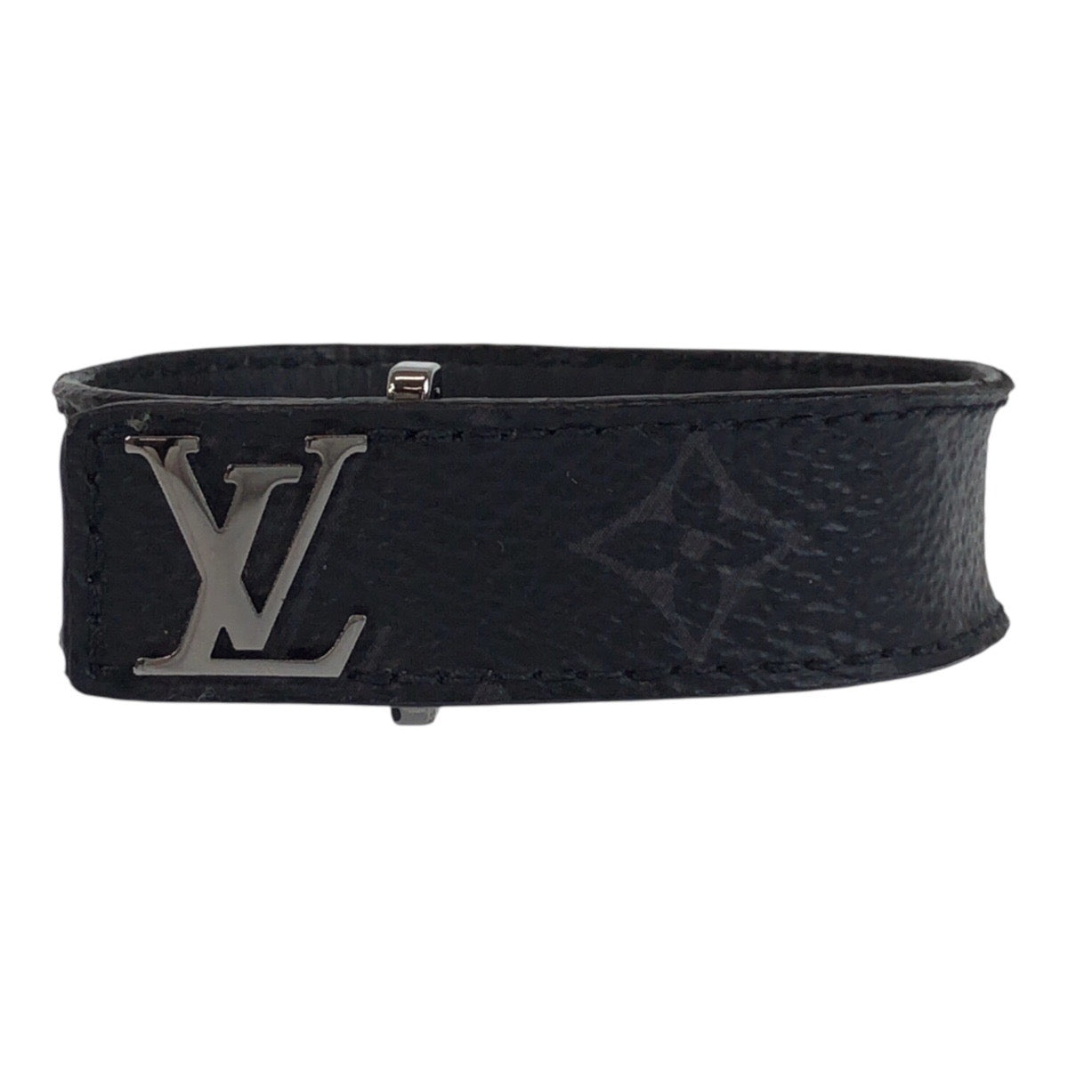 LOUIS VUITTON ルイヴィトン モノグラム エクリプス ブラスレ LVスリム 19 ブラック 黒 シルバー金具 PVC M6456 ブレスレット  メンズ
