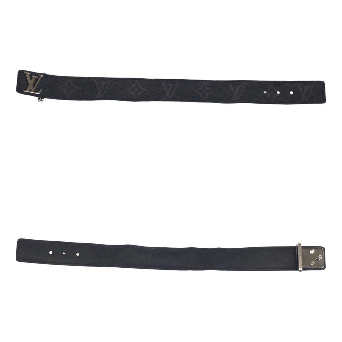 LOUIS VUITTON ルイヴィトン モノグラム エクリプス ブラスレ LVスリム 19 ブラック 黒 シルバー金具 PVC M6456 ブレスレット  メンズ
