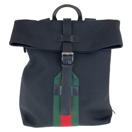 13462
GUCCI グッチ シェリーライン ブラック 黒 シルバー金具 キャンバス / レザー 337075 リュック・デイパック バックパック 男女兼用  レディース