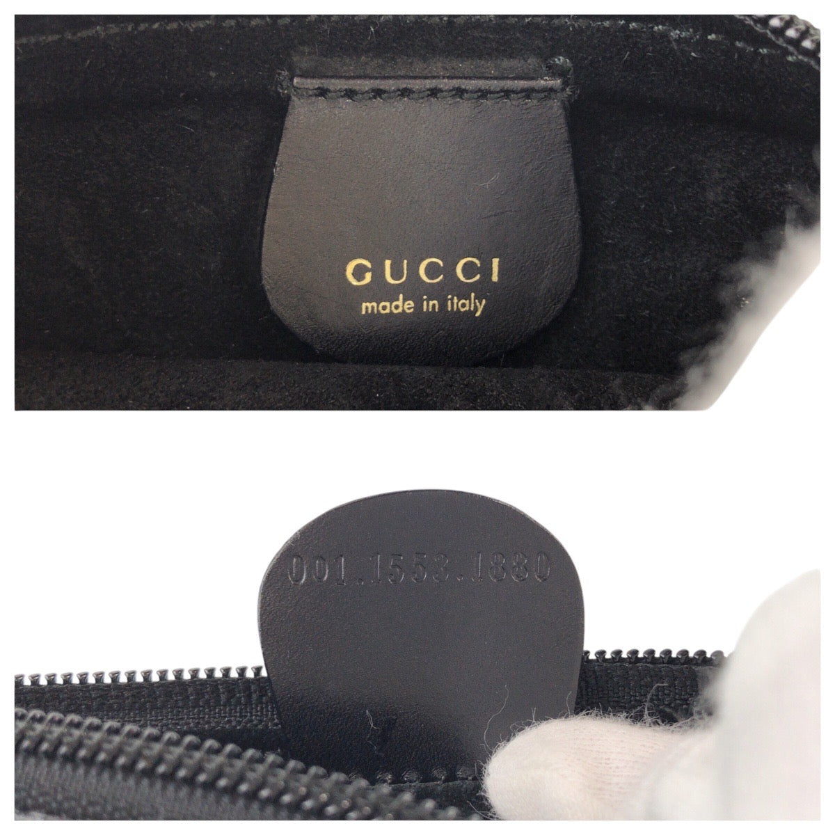13463
GUCCI グッチ バンブー ポーチ付き ブラック 黒 ゴールド金具 レザー 001 1553 1880 ショルダーバッグ ホーボー  レディース