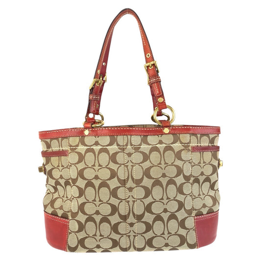 14085
COACH コーチ シグネチャー ブラウン ゴールド金具 キャンバス / レザー 11237 トートバッグ ショルダーバッグ  レディース B5