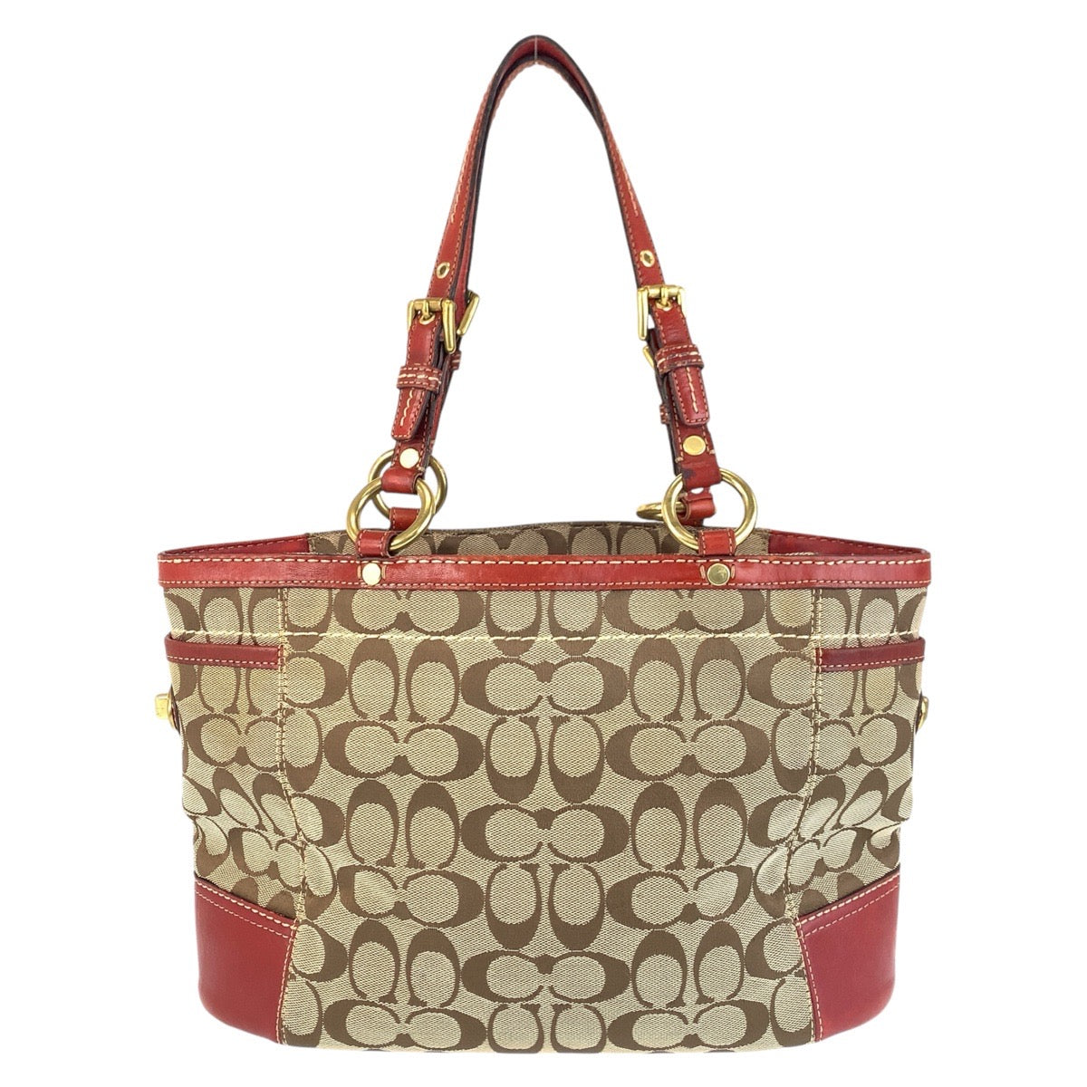 14085
COACH コーチ シグネチャー ブラウン ゴールド金具 キャンバス / レザー 11237 トートバッグ ショルダーバッグ  レディース B5
