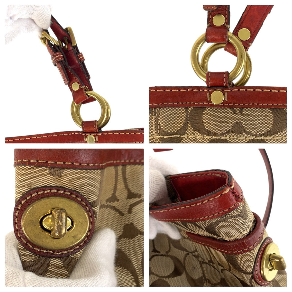 14085
COACH コーチ シグネチャー ブラウン ゴールド金具 キャンバス / レザー 11237 トートバッグ ショルダーバッグ  レディース B5