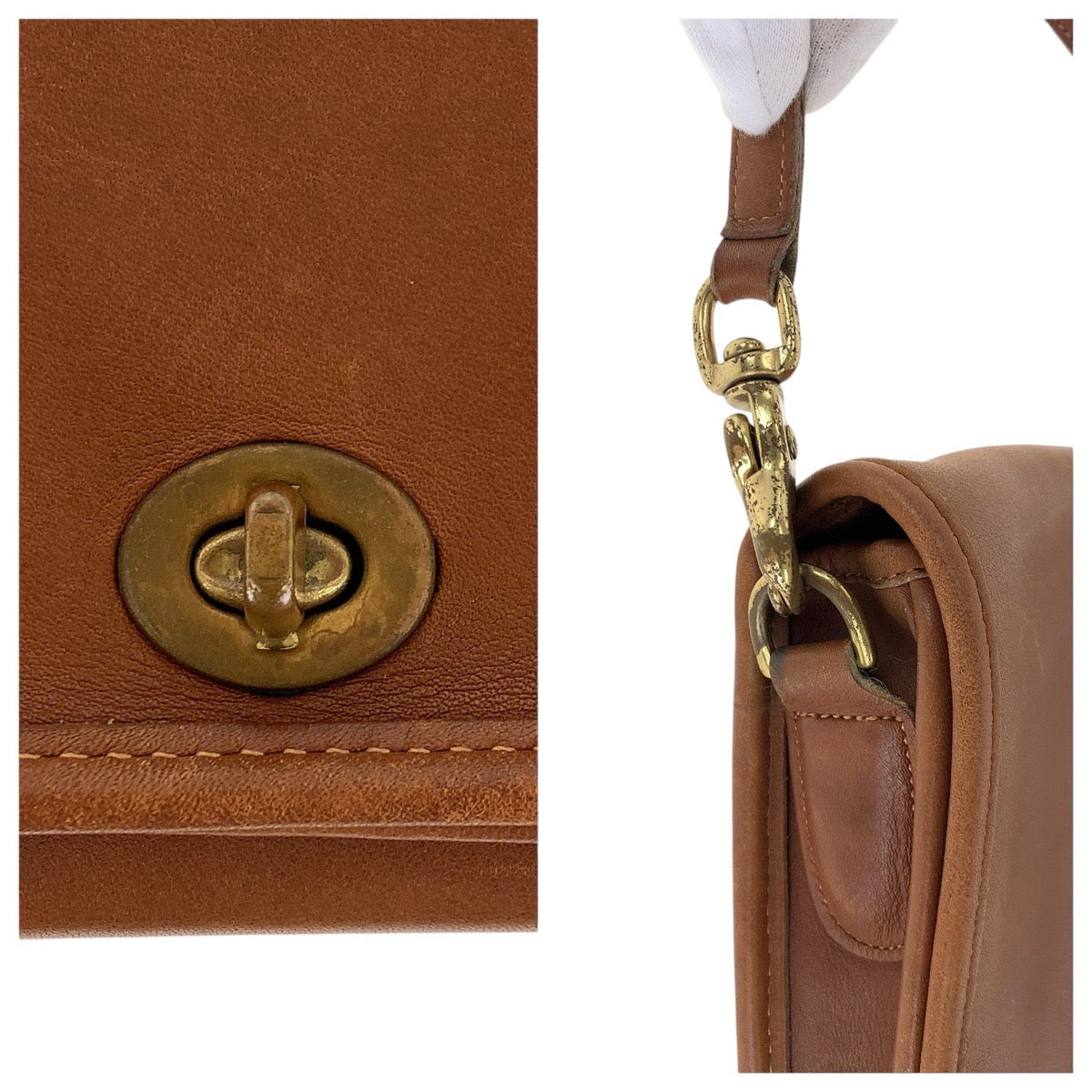 14087
COACH コーチ ヴィンテージ オールドコーチ ブラウン ゴールド金具 レザー 0295 117 ショルダーバッグ ポシェット  レディース