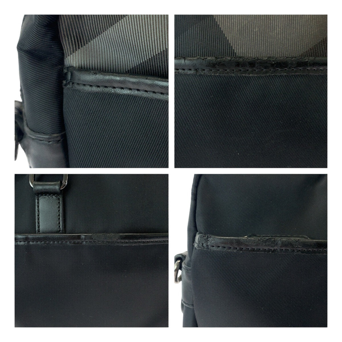13465
BURBERRY BLACK LABEL バーバリーブラックレーベル チャック柄 ブラック 黒 ガンメタ金具 ナイロン / レザー ビジネスバッグ ブリーフケース 2way  メンズ
